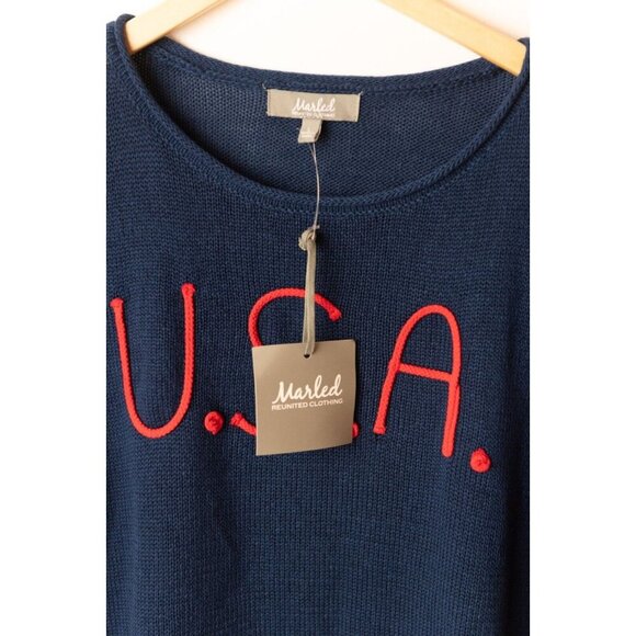 Marled Reunited Women's Size L USA Sweater NWT Patriotic 4th of July - Picture 4 of 8